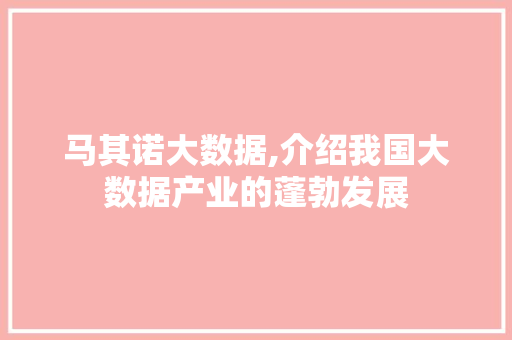 马其诺大数据,介绍我国大数据产业的蓬勃发展 搜狗SEO