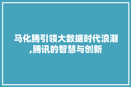 马化腾引领大数据时代浪潮,腾讯的智慧与创新 百度SEO