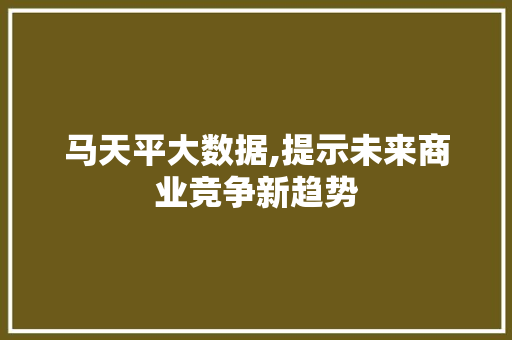 马天平大数据,提示未来商业竞争新趋势 GoogleSEO