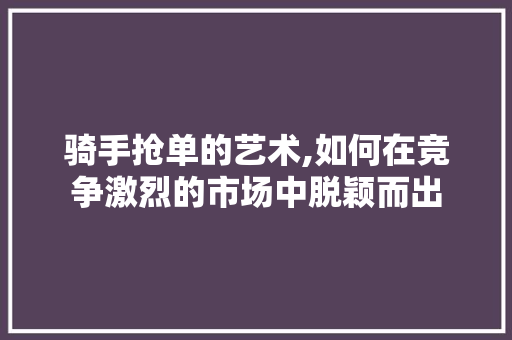 骑手抢单的艺术,如何在竞争激烈的市场中脱颖而出 GoogleSEO