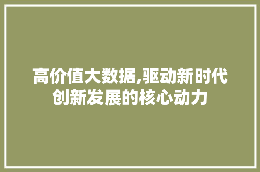 高价值大数据,驱动新时代创新发展的核心动力 必应SEO