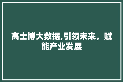 高士博大数据,引领未来，赋能产业发展 神马SEO