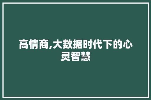 高情商,大数据时代下的心灵智慧 神马SEO