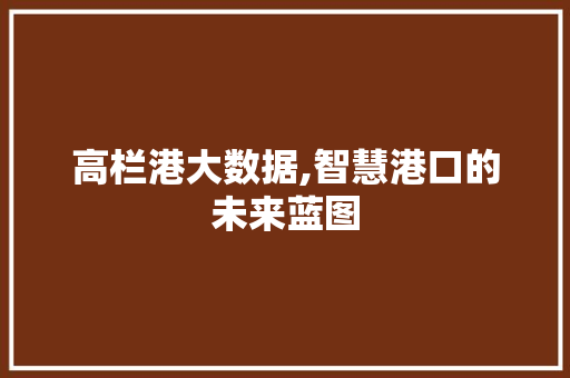 高栏港大数据,智慧港口的未来蓝图 百度SEO