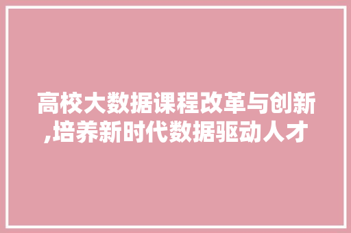 高校大数据课程改革与创新,培养新时代数据驱动人才 必应SEO