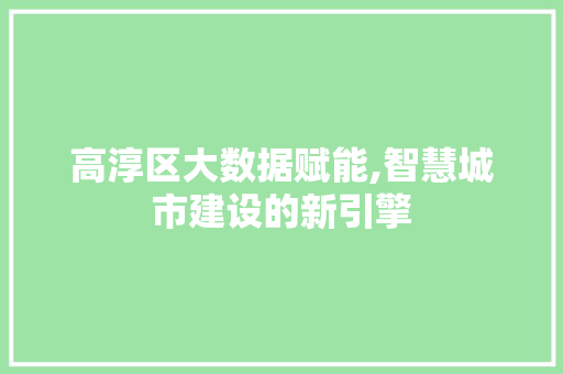 高淳区大数据赋能,智慧城市建设的新引擎 搜狗SEO