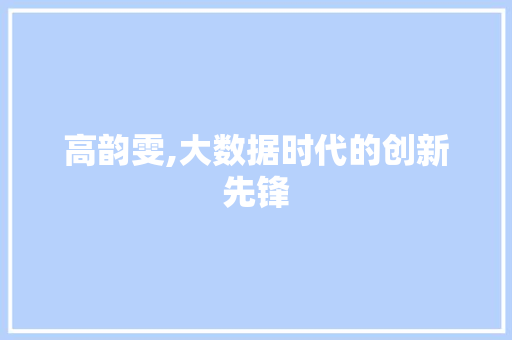 高韵雯,大数据时代的创新先锋 神马SEO