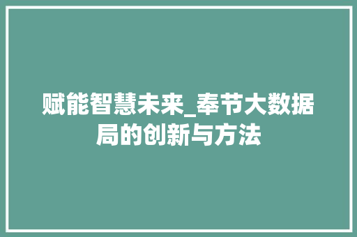 赋能智慧未来_奉节大数据局的创新与方法 必应SEO