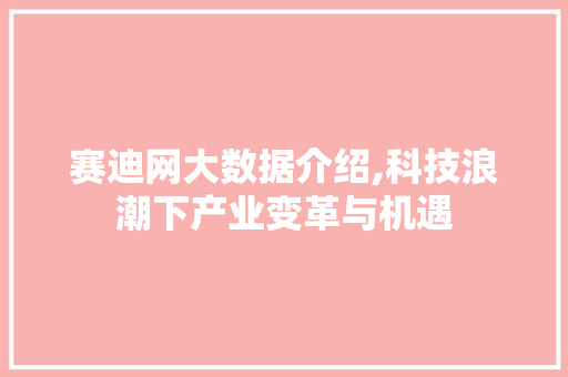 赛迪网大数据介绍,科技浪潮下产业变革与机遇 必应SEO