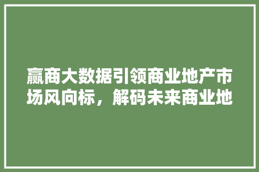 赢商大数据引领商业地产市场风向标，解码未来商业地产趋势 百度SEO