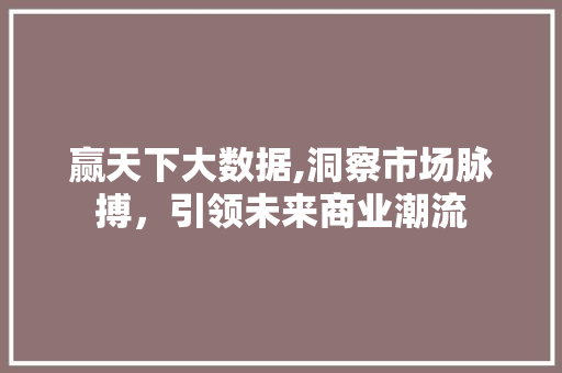 赢天下大数据,洞察市场脉搏，引领未来商业潮流 搜狗SEO