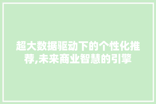 超大数据驱动下的个性化推荐,未来商业智慧的引擎 GoogleSEO