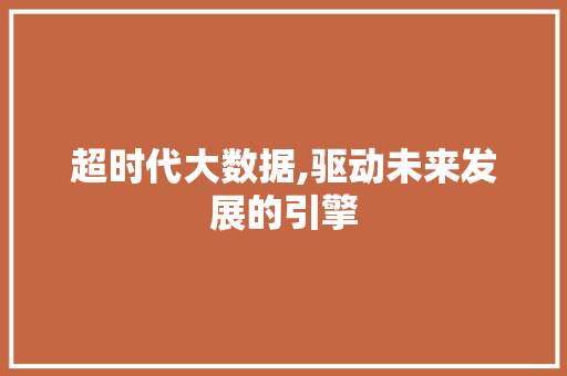 超时代大数据,驱动未来发展的引擎 百度SEO