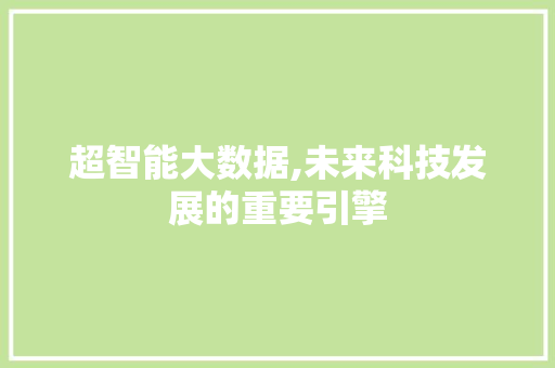 超智能大数据,未来科技发展的重要引擎 必应SEO