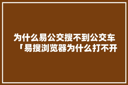 为什么易公交搜不到公交车「易搜浏览器为什么打不开网页」 为什么易公交搜不到公交车「易搜浏览器为什么打不开网页」 神马SEO