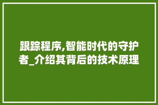 跟踪程序,智能时代的守护者_介绍其背后的技术原理与应用 必应SEO