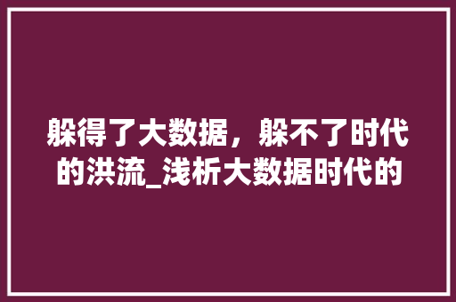 躲得了大数据，躲不了时代的洪流_浅析大数据时代的隐私保护与应对步骤 搜狗SEO