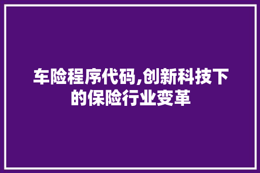 车险程序代码,创新科技下的保险行业变革 GoogleSEO