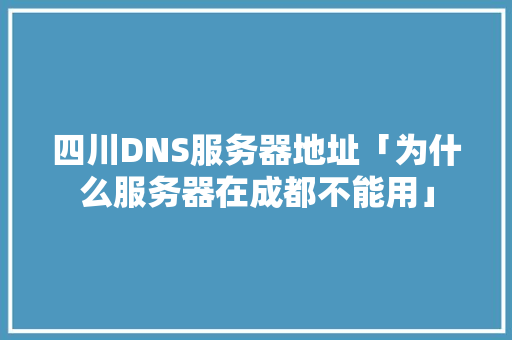 四川DNS服务器地址「为什么服务器在成都不能用」 四川DNS服务器地址「为什么服务器在成都不能用」 GoogleSEO