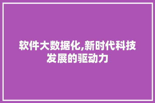 软件大数据化,新时代科技发展的驱动力 GoogleSEO