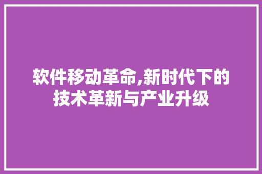 软件移动革命,新时代下的技术革新与产业升级 GoogleSEO