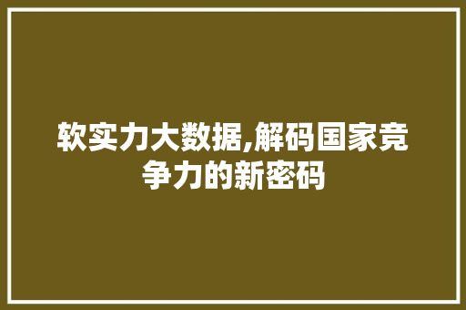 软实力大数据,解码国家竞争力的新密码 神马SEO