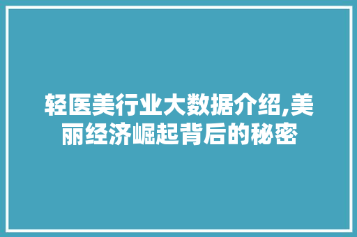 轻医美行业大数据介绍,美丽经济崛起背后的秘密 必应SEO