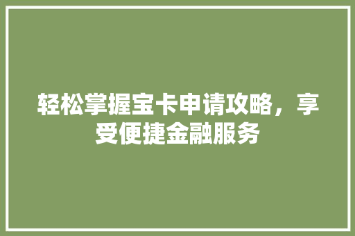 轻松掌握宝卡申请攻略，享受便捷金融服务 神马SEO