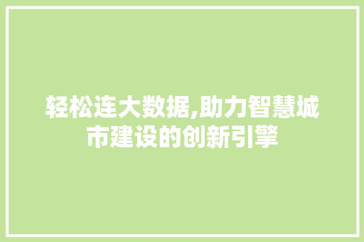 轻松连大数据,助力智慧城市建设的创新引擎 搜狗SEO