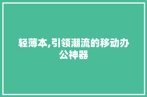 轻薄本,引领潮流的移动办公神器 百度SEO