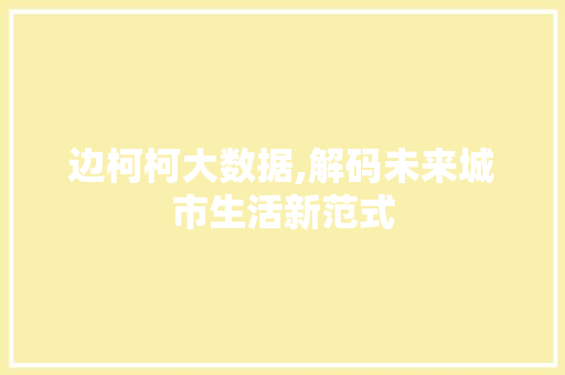 边柯柯大数据,解码未来城市生活新范式 必应SEO