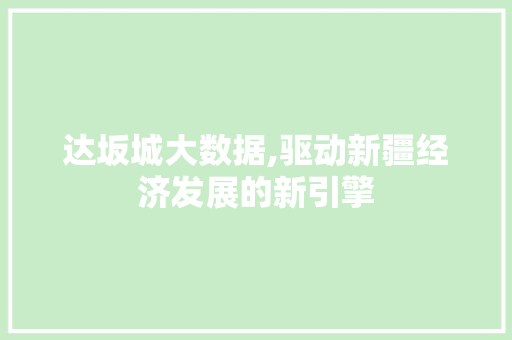 达坂城大数据,驱动新疆经济发展的新引擎 必应SEO