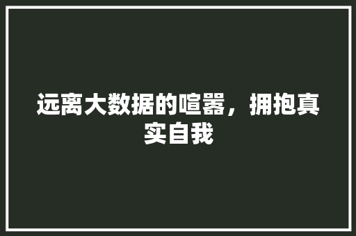 远离大数据的喧嚣，拥抱真实自我 搜狗SEO