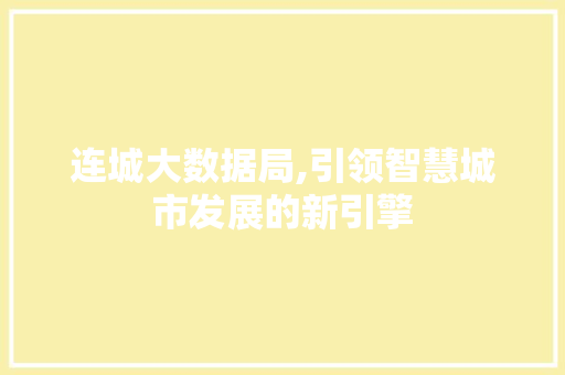 连城大数据局,引领智慧城市发展的新引擎 神马SEO