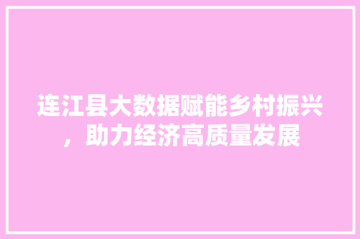 连江县大数据赋能乡村振兴，助力经济高质量发展 百度SEO