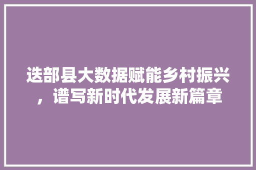 迭部县大数据赋能乡村振兴，谱写新时代发展新篇章 神马SEO