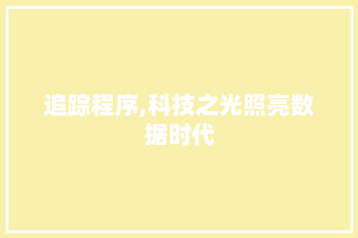 追踪程序,科技之光照亮数据时代 GoogleSEO