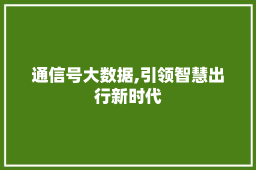 通信号大数据,引领智慧出行新时代 百度SEO