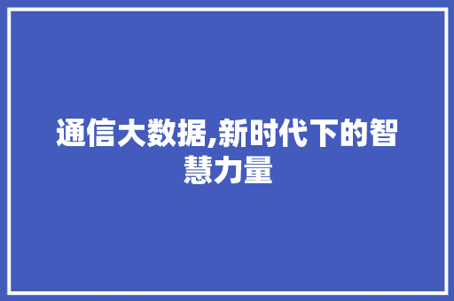 通信大数据,新时代下的智慧力量 神马SEO
