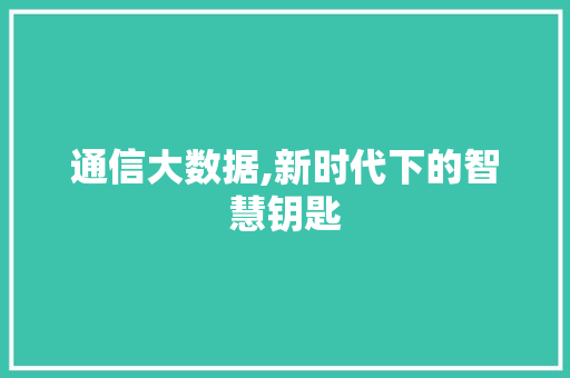 通信大数据,新时代下的智慧钥匙 GoogleSEO