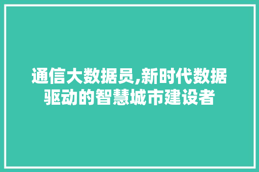 通信大数据员,新时代数据驱动的智慧城市建设者 必应SEO