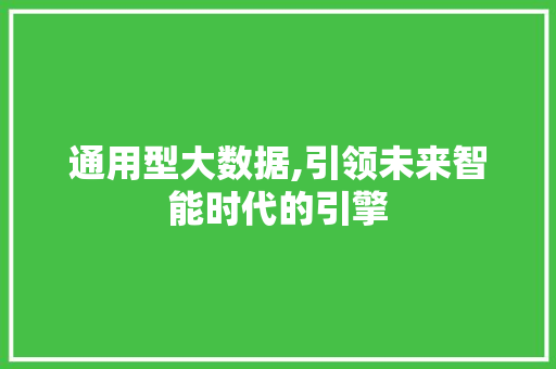 通用型大数据,引领未来智能时代的引擎 GoogleSEO