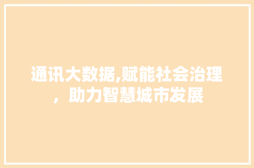 通讯大数据,赋能社会治理，助力智慧城市发展 神马SEO