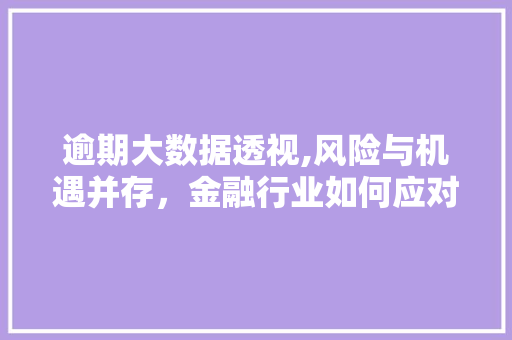 逾期大数据透视,风险与机遇并存，金融行业如何应对 神马SEO
