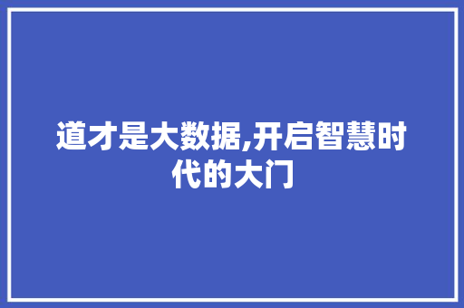 道才是大数据,开启智慧时代的大门 搜狗SEO