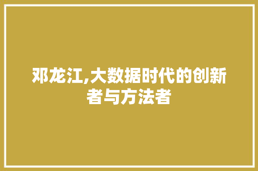 邓龙江,大数据时代的创新者与方法者 神马SEO