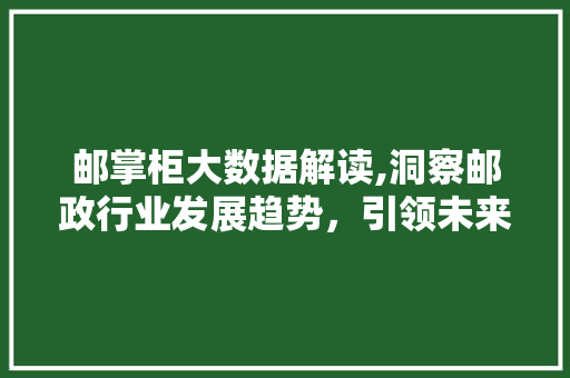 邮掌柜大数据解读,洞察邮政行业发展趋势，引领未来智慧服务 百度SEO