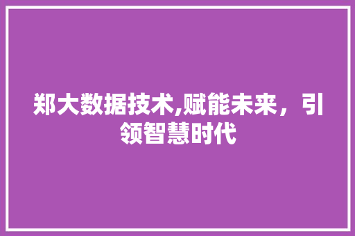 郑大数据技术,赋能未来，引领智慧时代 搜狗SEO