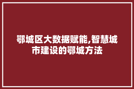 鄂城区大数据赋能,智慧城市建设的鄂城方法