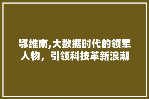 鄂维南,大数据时代的领军人物，引领科技革新浪潮